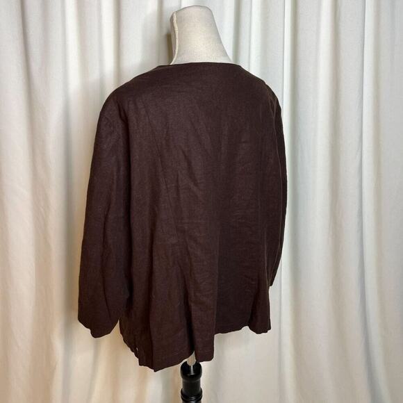 Versailles Open Front Beaded Jacket Seashell Sequin Linen Blend Women's 22W Euro - Picture 9 of 10